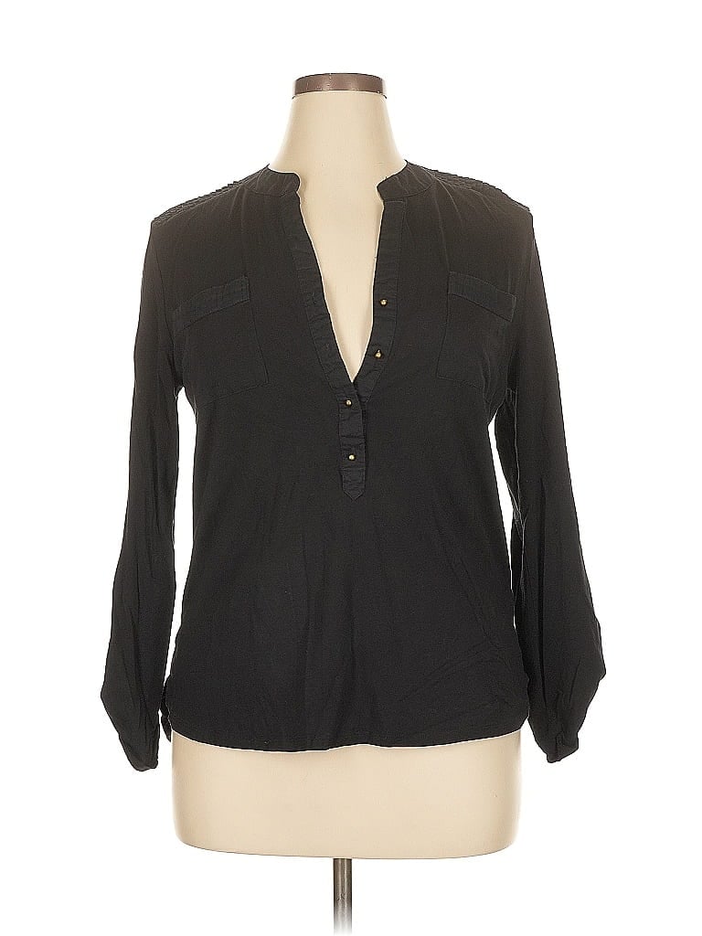 Pre-owned Jones New York Signature Long Sleeve Blouse In Black