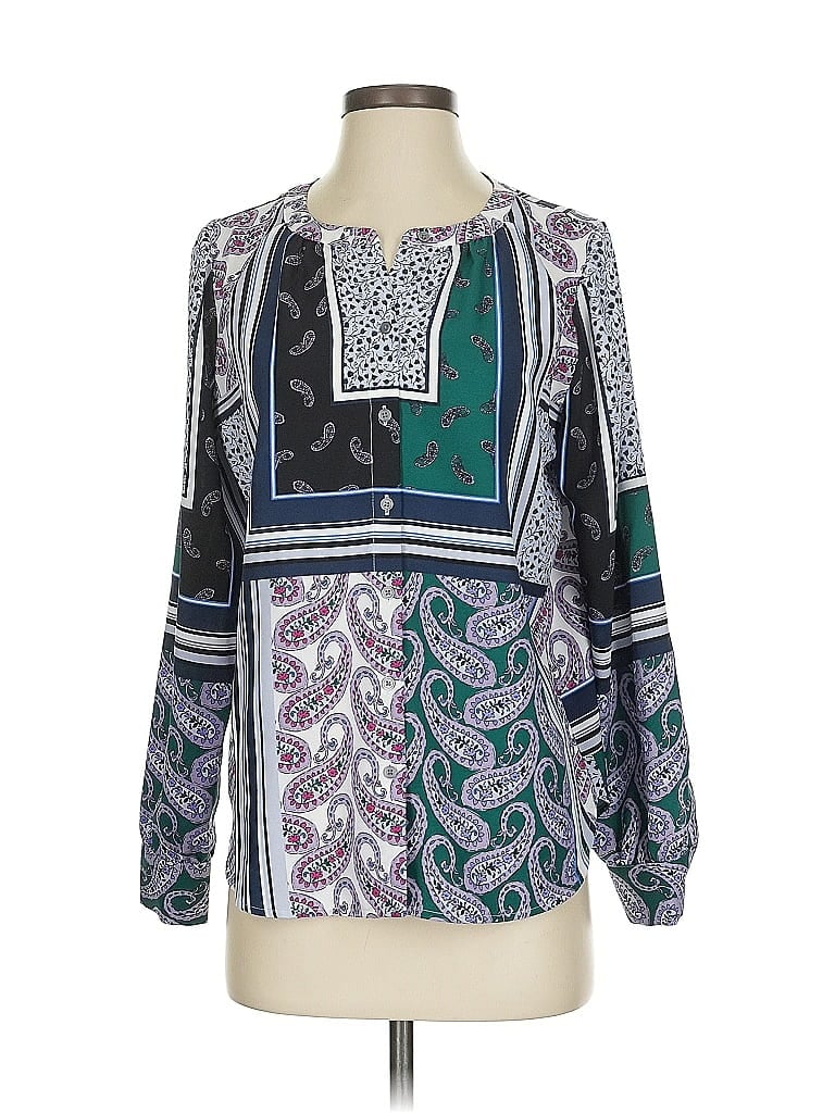 Pre-owned Ann Taylor Loft Long Sleeve Blouse In Green