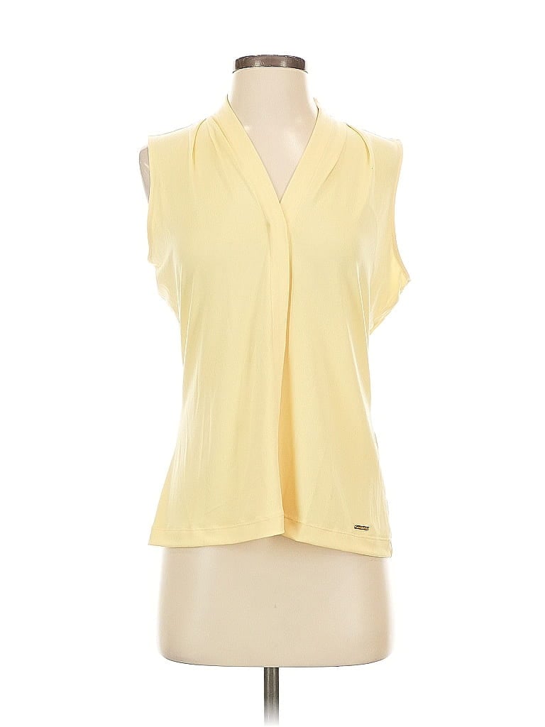 Pre-owned Calvin Klein Sleeveless Blouse In Yellow