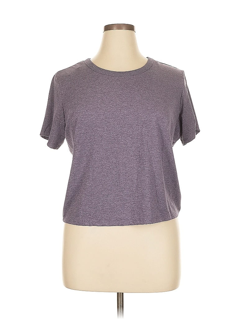 Pre-owned Freely Short Sleeve Top Gray Crew Neck Tops