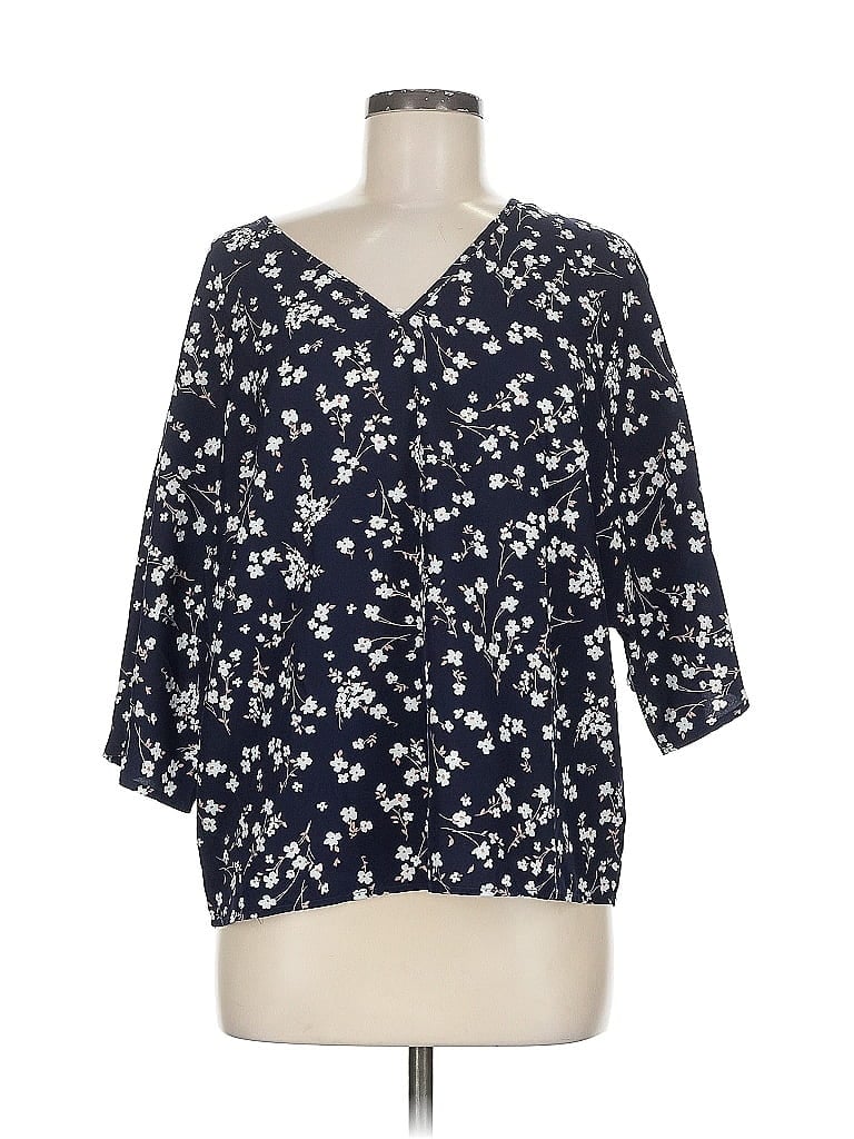 Pre-owned Emery Rose 3/4 Sleeve Blouse In Blue