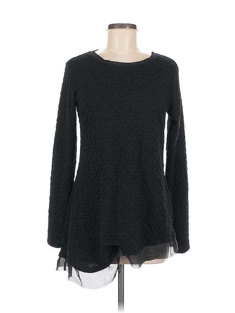 Pre-owned Simply Vera Vera Wang Long Sleeve Top Black Boatneck Tops