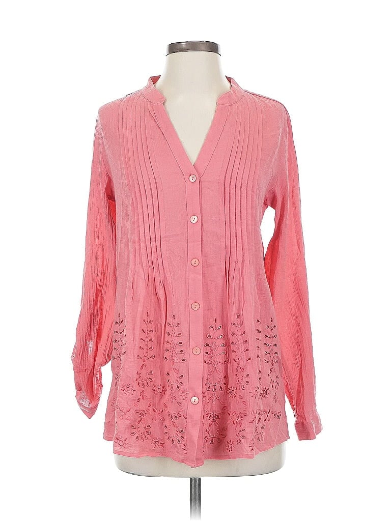 Pre-owned Soft Surroundings Long Sleeve Blouse In Pink