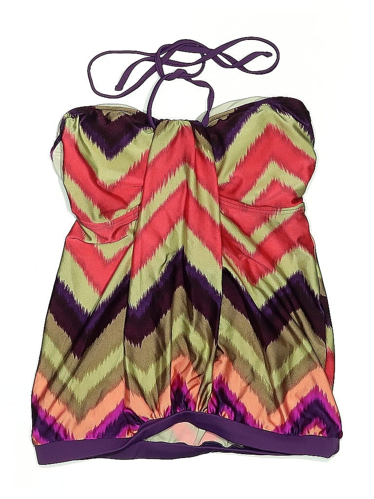 Pre-owned Boston Proper Swimsuit Top Purple Chevron/herringbone Pattern Swimwear