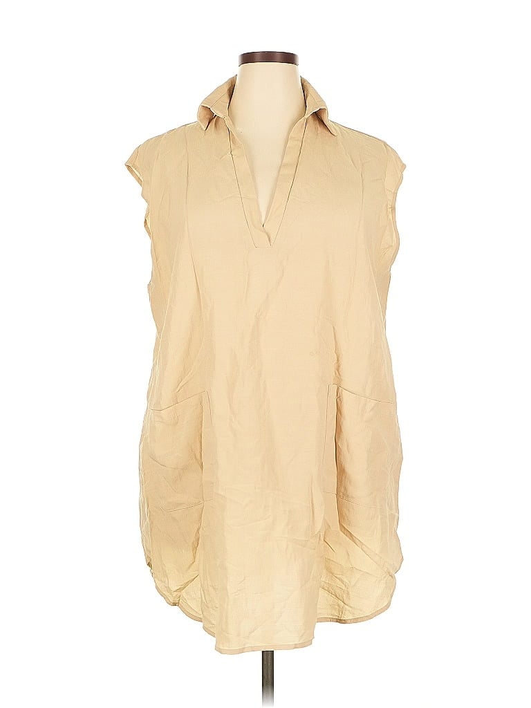 Pre-owned Unbranded Sleeveless Button Down Shirt In Brown