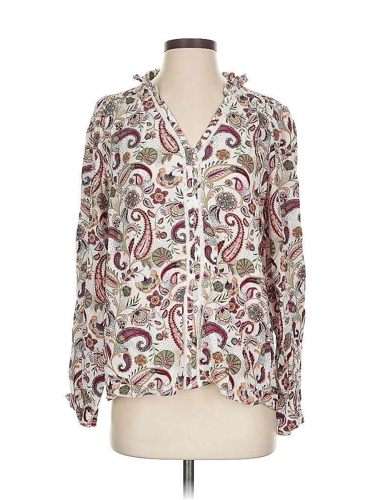 Pre-owned Ann Taylor Loft Long Sleeve Blouse In White