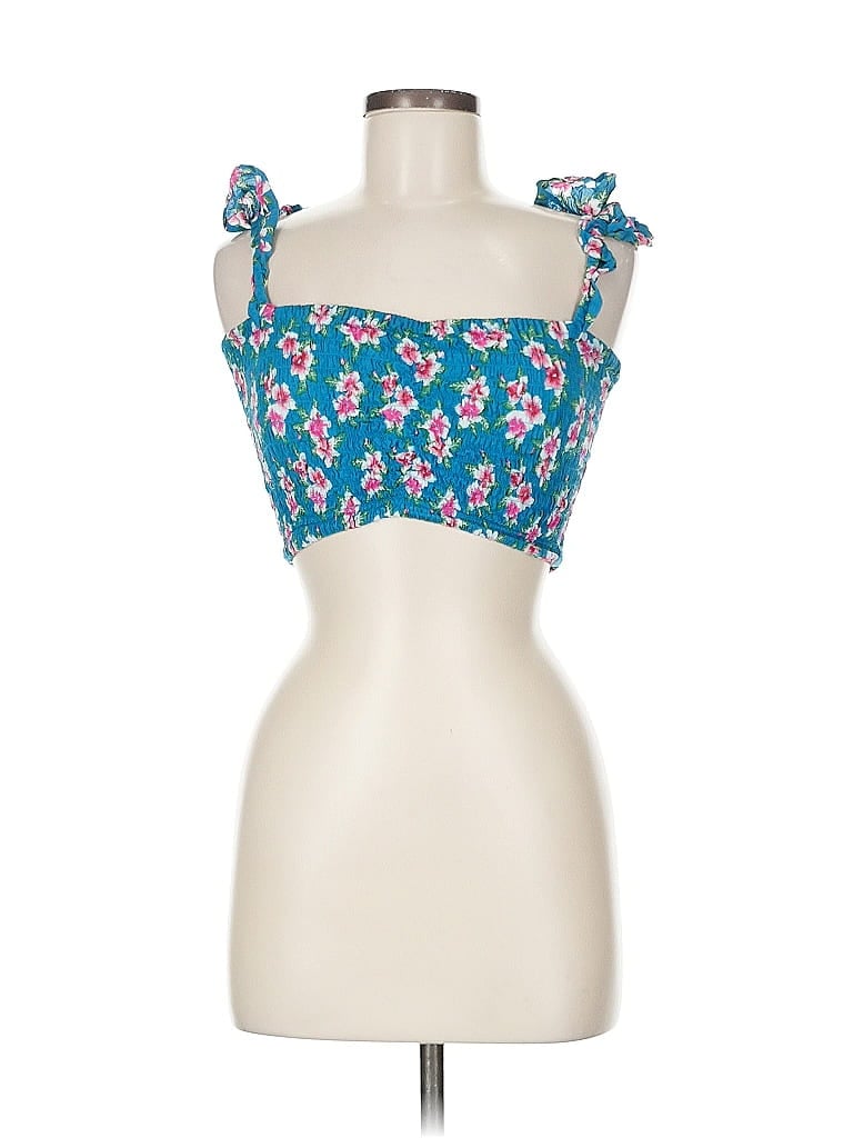 Pre-owned Tiare Hawaii Tube Top Blue Strapless Neckline Tops
