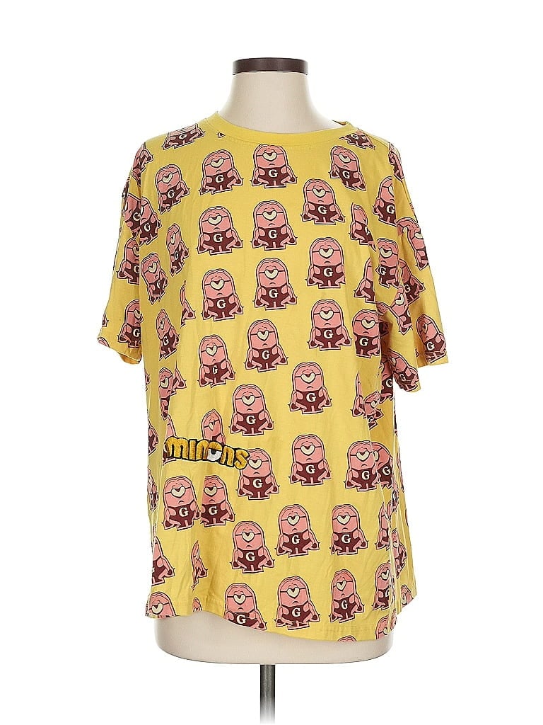 Pre-owned Unbranded Short Sleeve T-shirt In Yellow