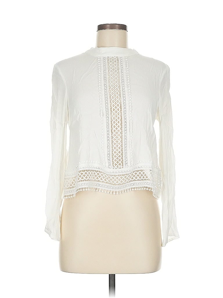 Pre-owned Shilla Long Sleeve Blouse In White