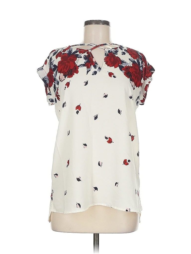 Pre-owned Maurices Short Sleeve Blouse In White