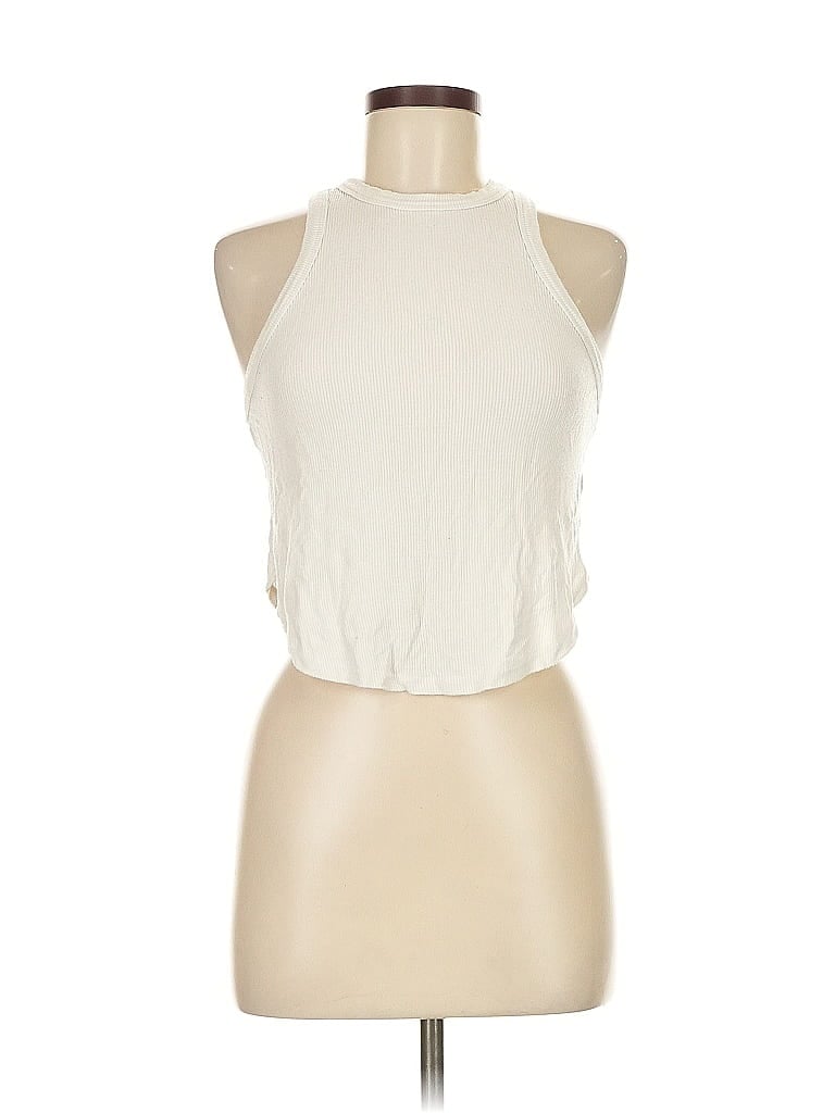 Pre-owned Brandy Melville Tank Top Ivory Halter Neckline Tops In White