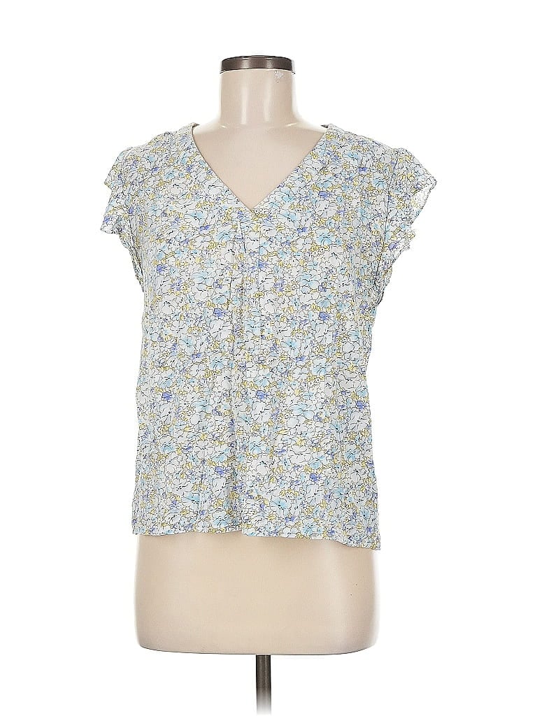 Pre-owned Cynthia Rowley Tjx Short Sleeve Blouse In Blue
