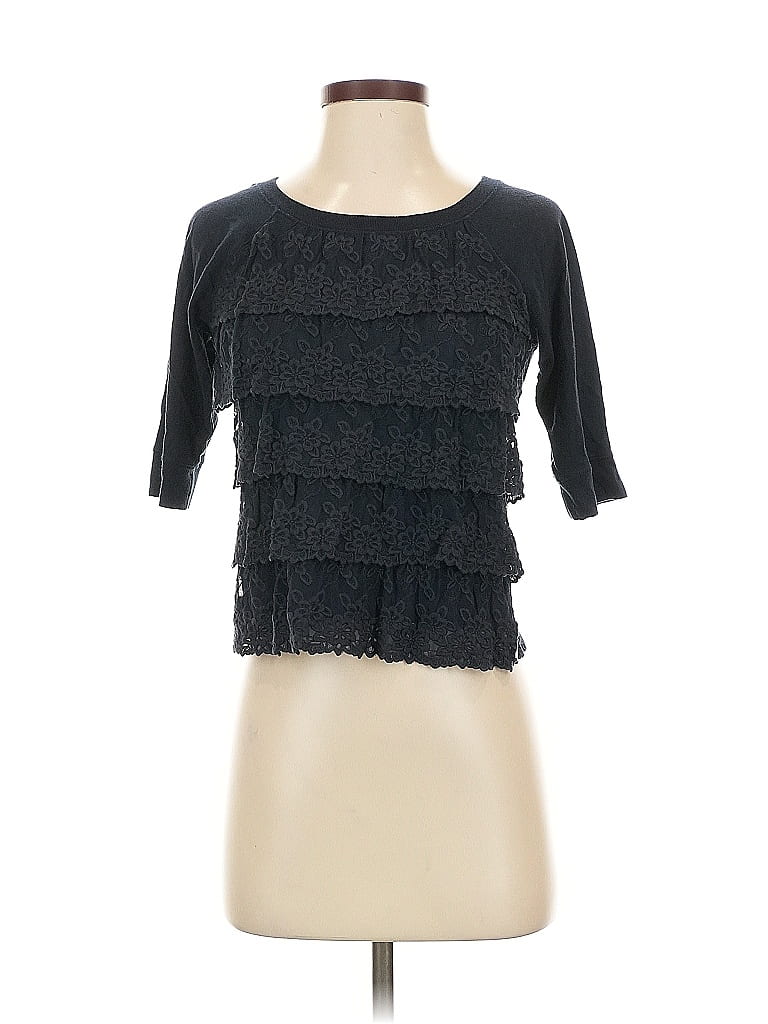 Pre-owned Abercrombie & Fitch 3/4 Sleeve Top Blue Ruffles Neckline Tops