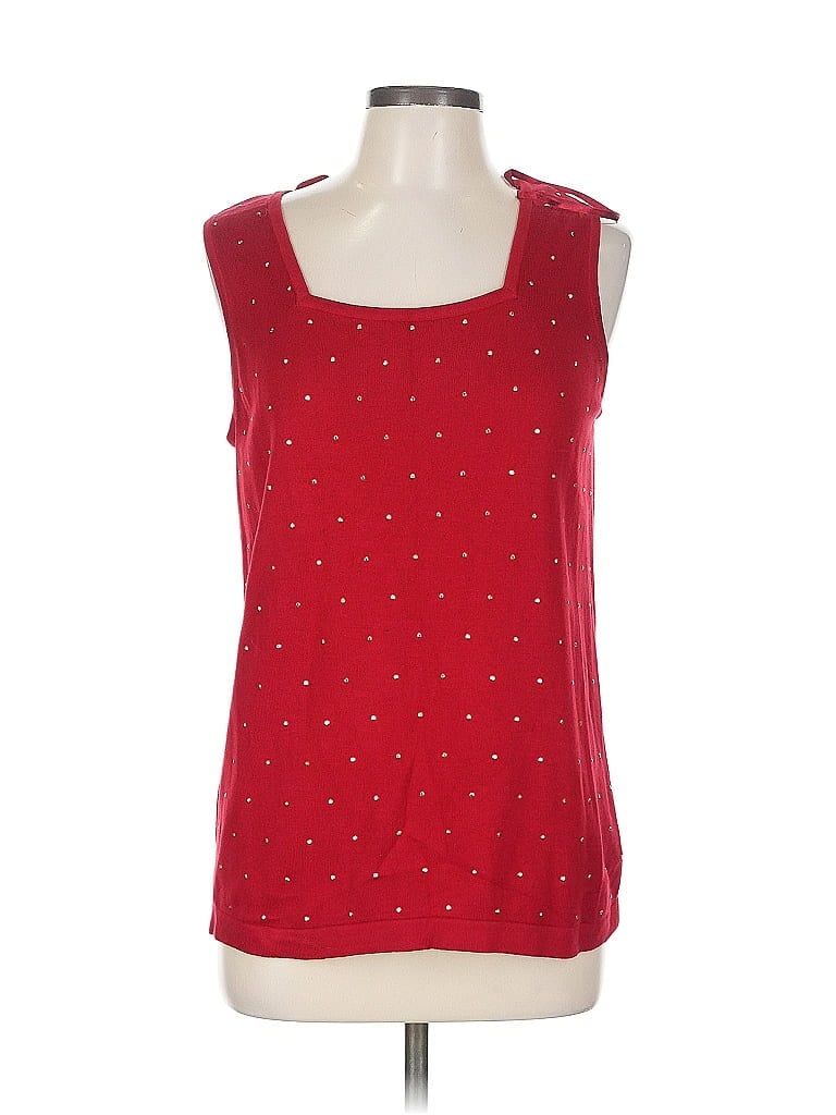 Pre-owned Kasper Sleeveless Top Red Scoop Neck Tops
