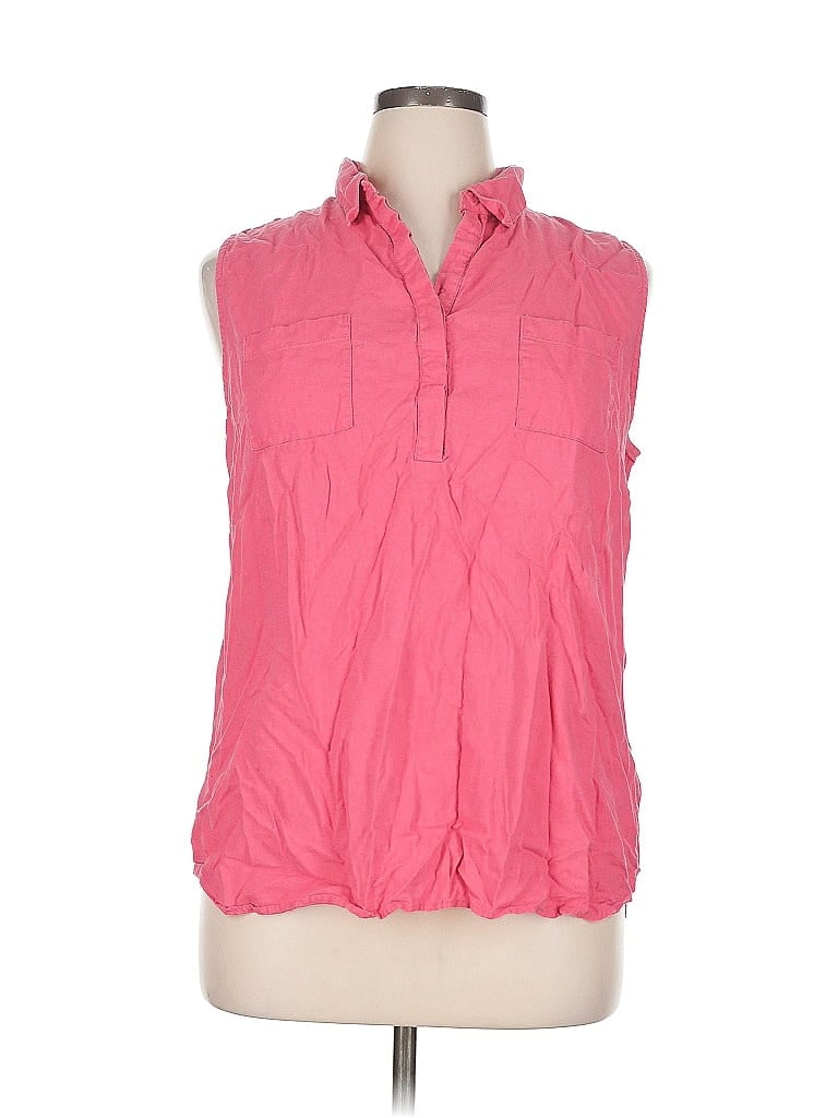 Pre-owned Nine West Sleeveless Button Down Shirt In Pink