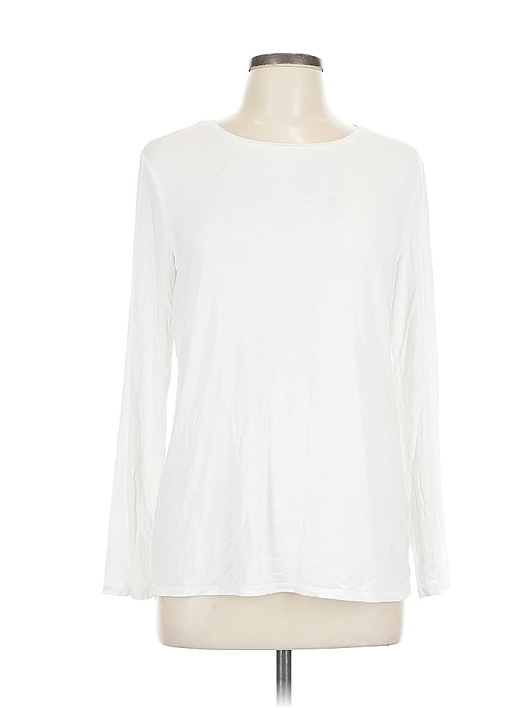 Pre-owned Chico's Long Sleeve T-shirt In White