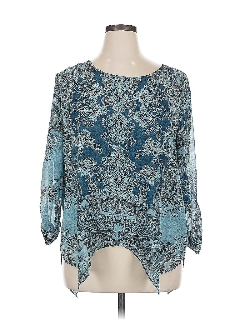 Pre-owned Style & Co 3/4 Sleeve Blouse In Blue