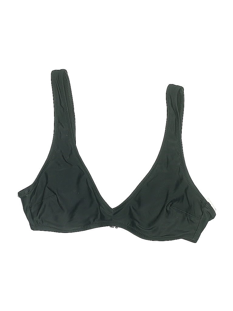 Pre-owned Aerie Swimsuit Top Black Solid Pattern Swimwear