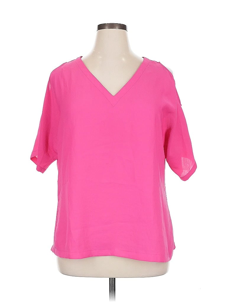 Pre-owned Rachel Rachel Roy Short Sleeve Blouse In Pink