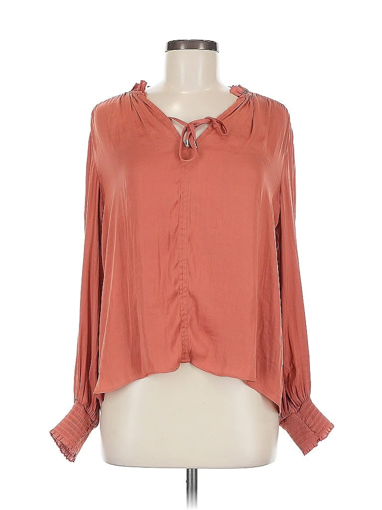 Pre-owned Calligraphie Long Sleeve Blouse In Orange