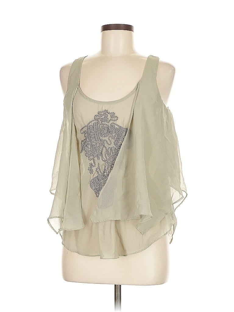 Pre-owned Zara Basic Sleeveless Blouse In Green