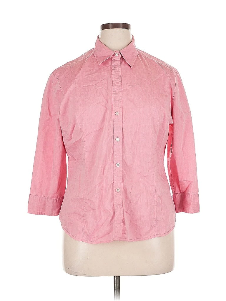 Pre-owned New York And Company 3/4 Sleeve Button Down Shirt In Pink