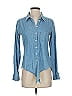 C&C California 100% Cotton Polka Dots Blue Long Sleeve Button-Down Shirt Size XS - photo 1