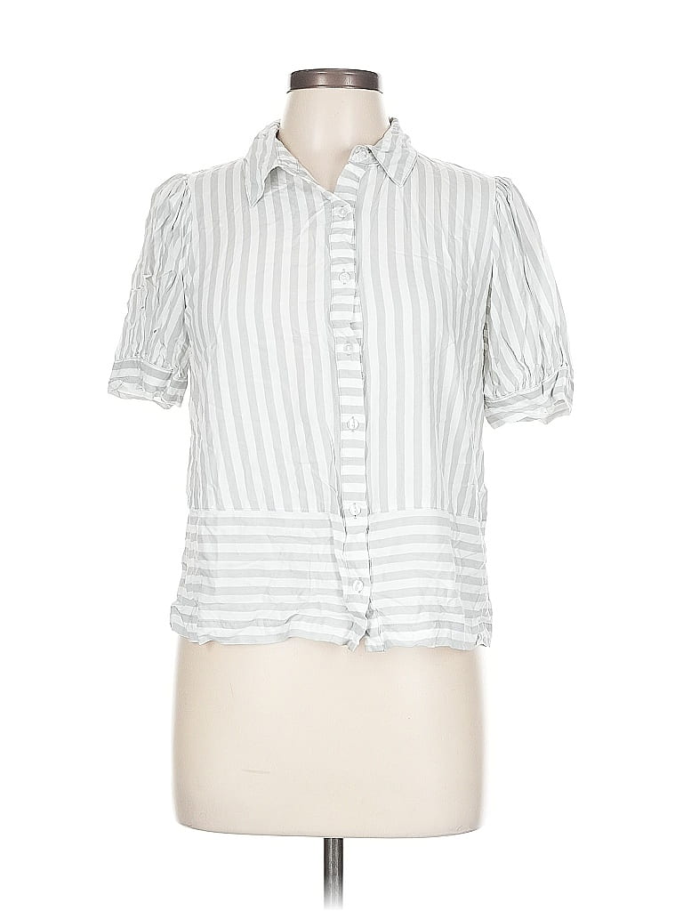 Pre-owned Jane And Delancey Short Sleeve Blouse In Silver