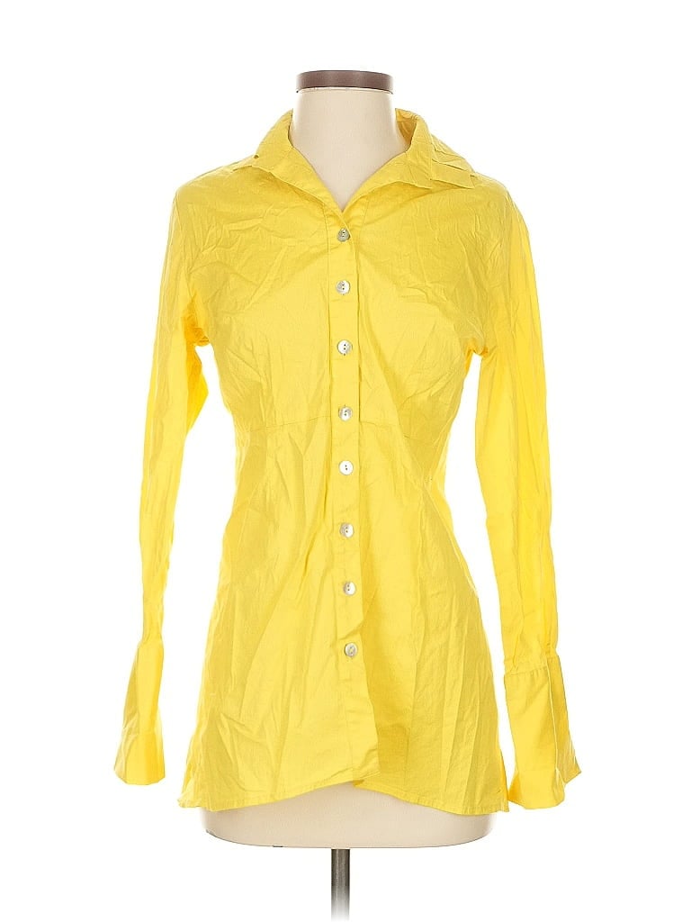 Pre-owned Soft Surroundings Long Sleeve Button Down Shirt In Yellow
