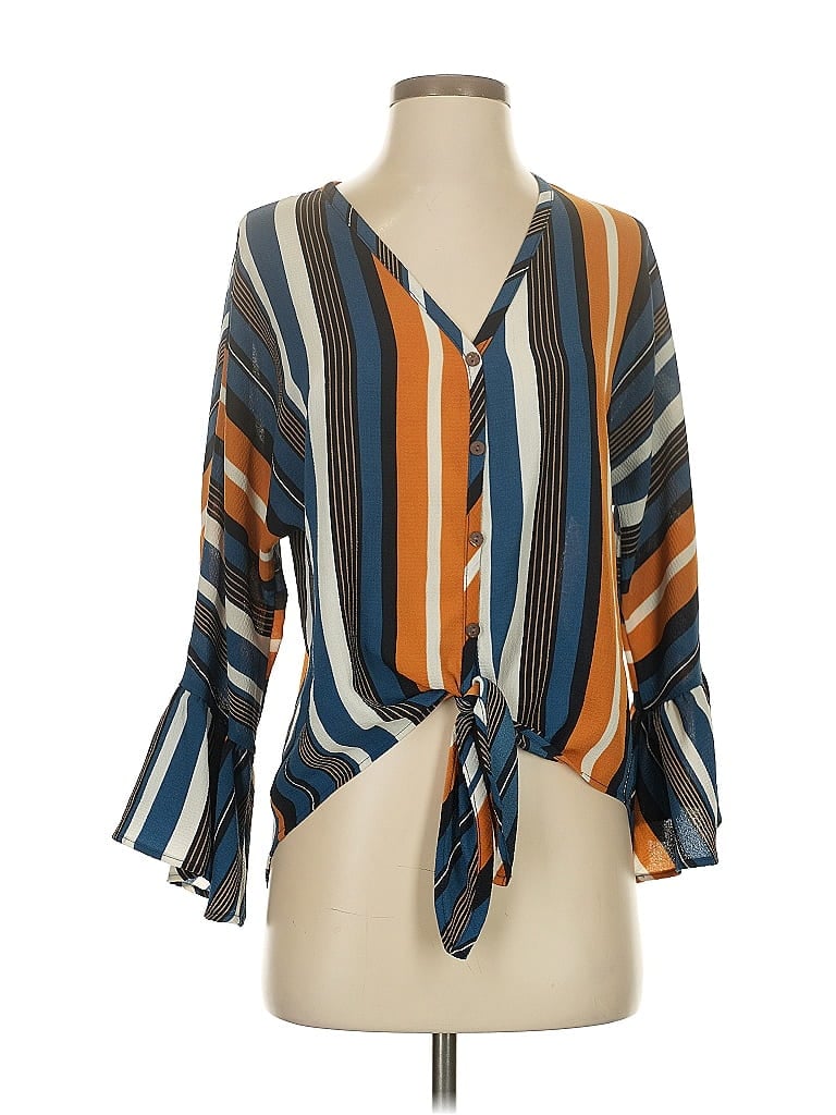 Pre-owned Altar'd State 3/4 Sleeve Blouse In Brown