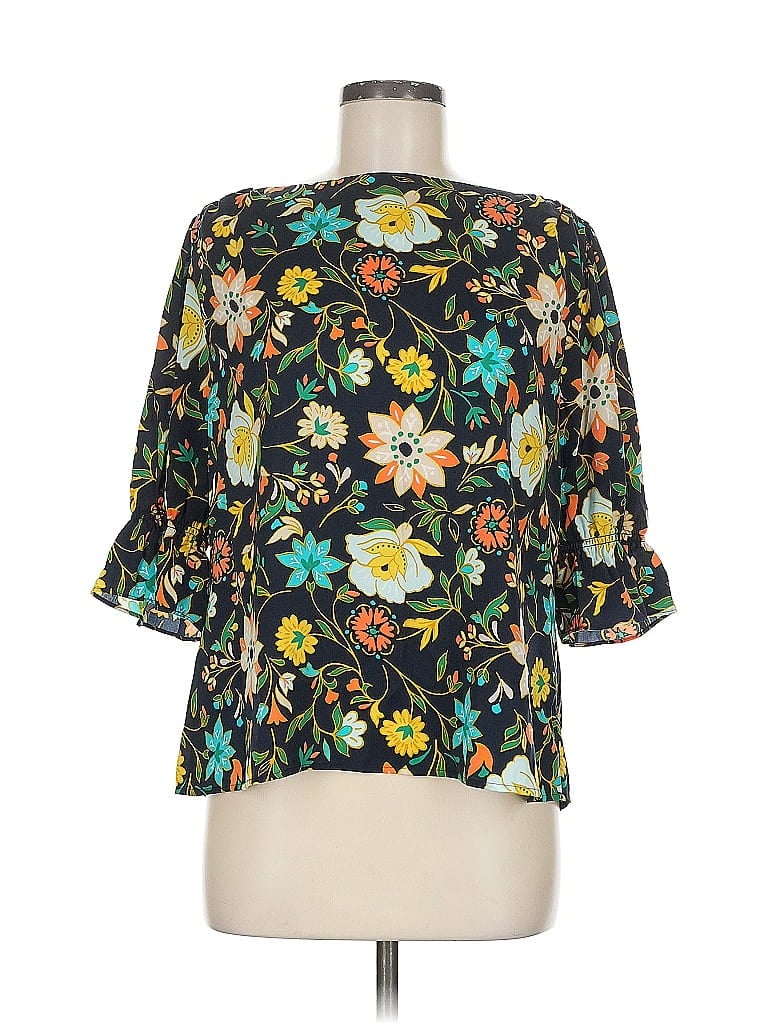 Pre-owned Ann Taylor Factory 3/4 Sleeve Blouse In Blue