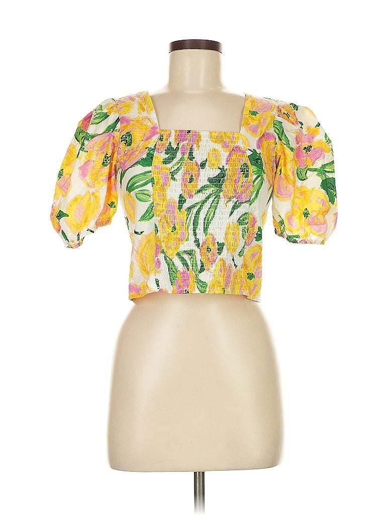 Pre-owned Assorted Brands Short Sleeve Blouse In Yellow