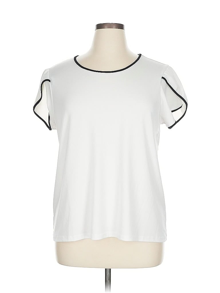 Pre-owned Banana Republic Factory Store Short Sleeve Top White Ruffles Neckline Tops