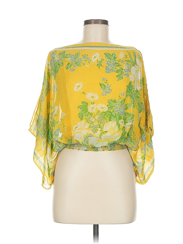 Pre-owned Unbranded 3/4 Sleeve Blouse In Yellow