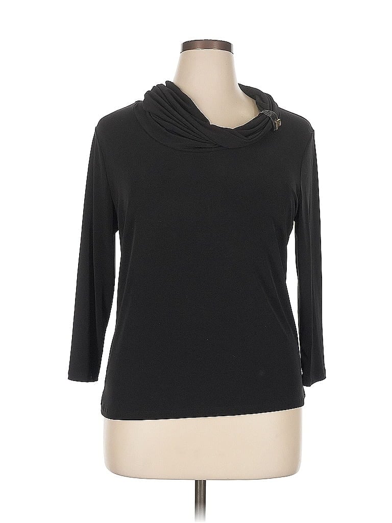 Pre-owned Calvin Klein 3/4 Sleeve Top Black Cowl Neck Tops