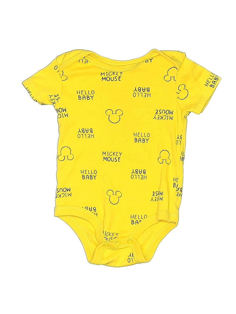 Pre-owned Disney Baby Babies' Short Sleeve Onesie In Yellow