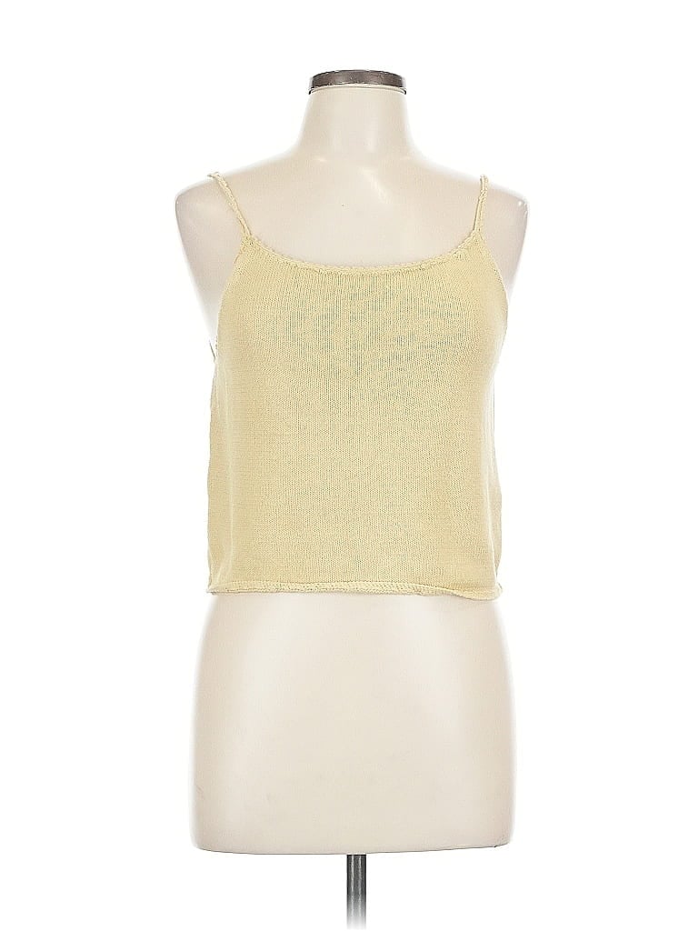 Pre-owned Abercrombie & Fitch Sleeveless Top Yellow Sweetheart Neckline Tops