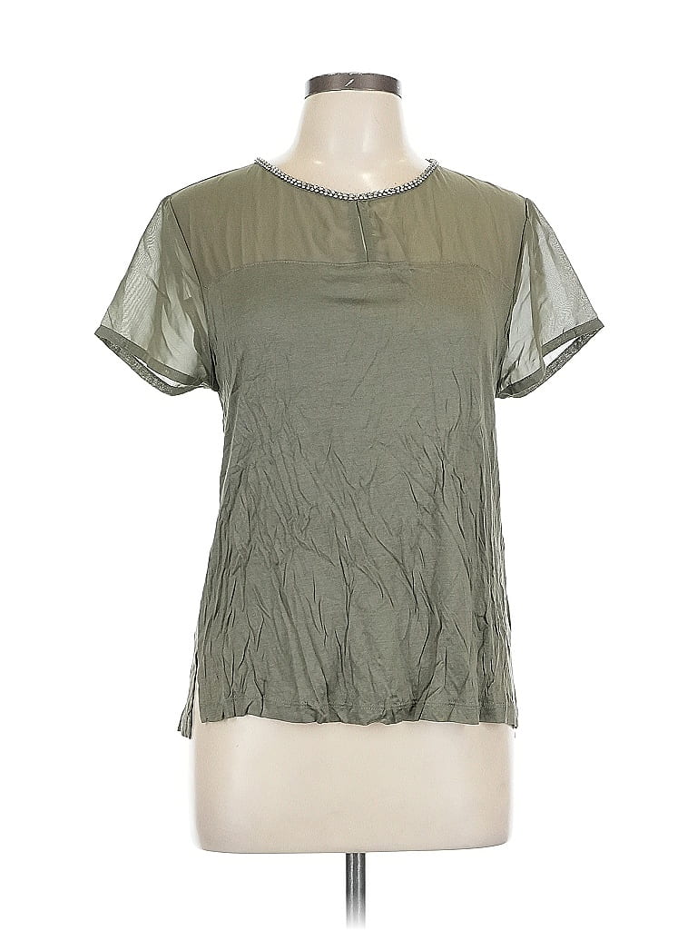 Pre-owned H&m Short Sleeve Blouse In Green
