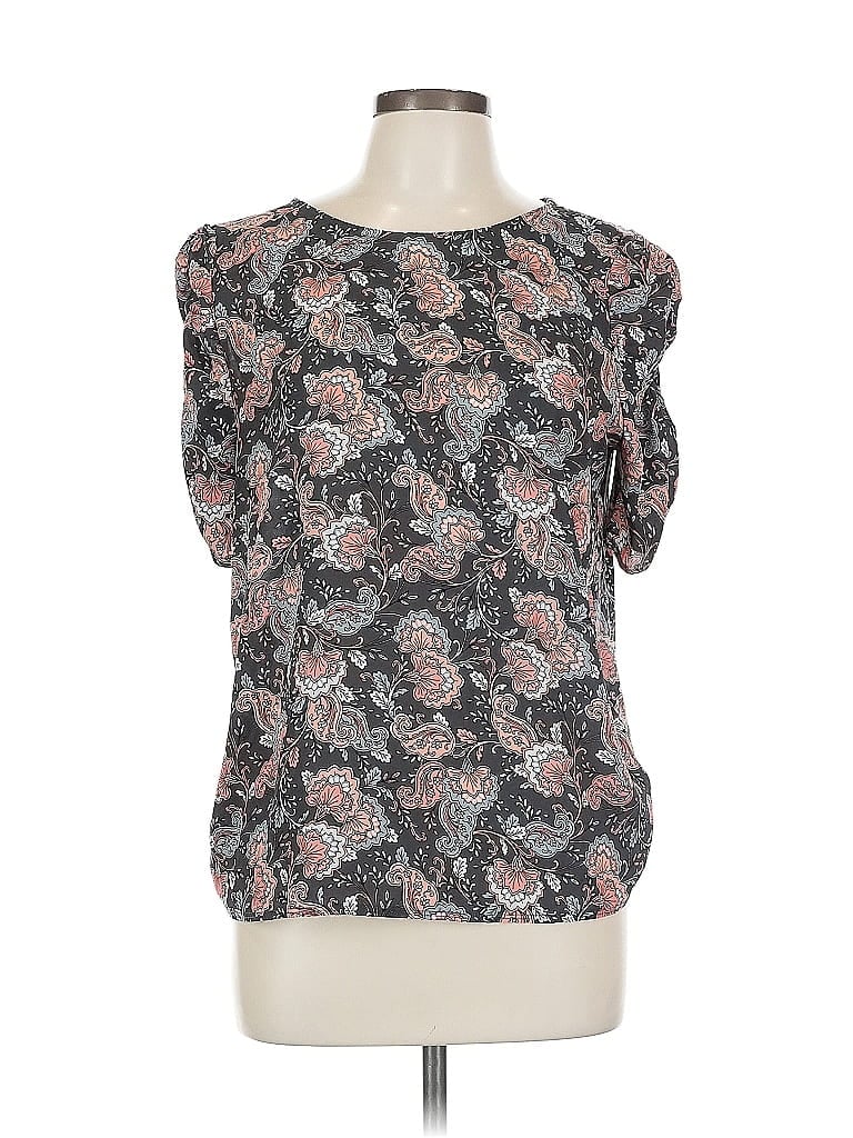 Pre-owned Ann Taylor Loft Outlet Short Sleeve Blouse In Gray