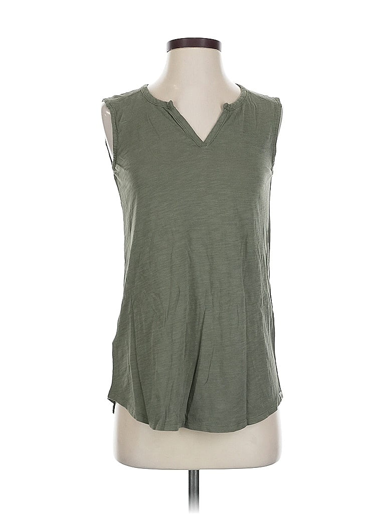 Pre-owned Eddie Bauer Sleeveless Top Green V Neck Tops
