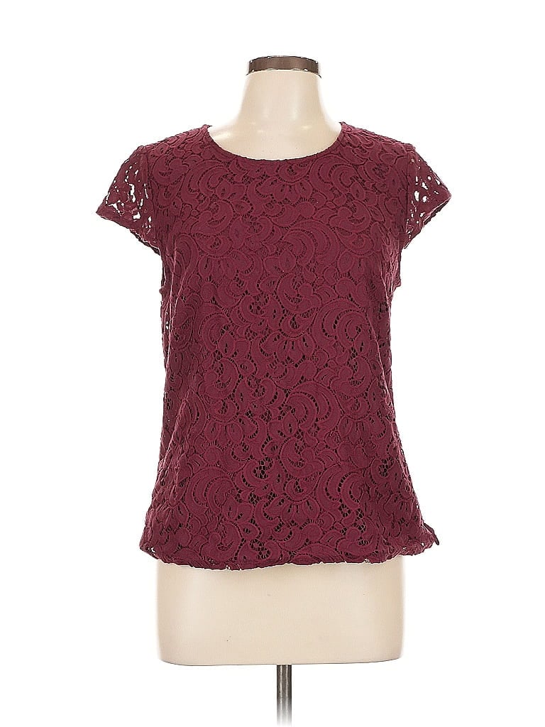 LAUNDRY BY SHELLI SEGAL Pre-owned Short Sleeve Top Burgundy Keyhole Neckline Tops