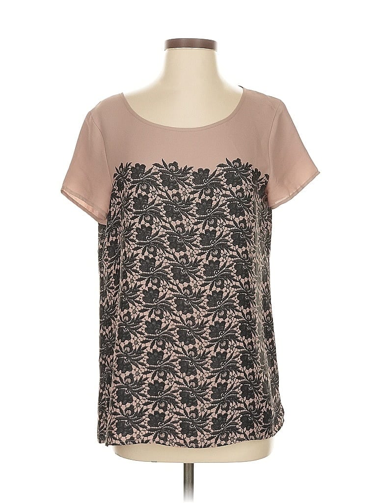 Pre-owned Ann Taylor Loft Short Sleeve Blouse In Brown