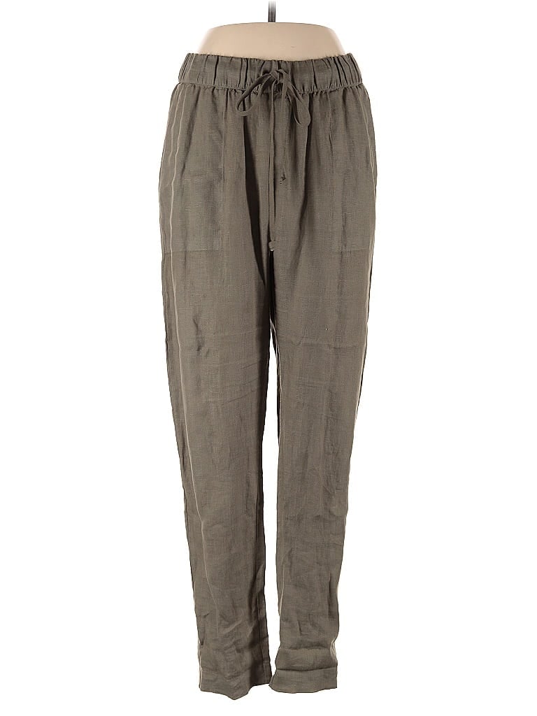 Pre-owned Enza Costa Linen Pants In Green