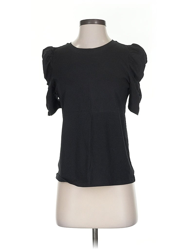 Pre-owned Ann Taylor Loft Short Sleeve Top Black Sweetheart Neckline Tops
