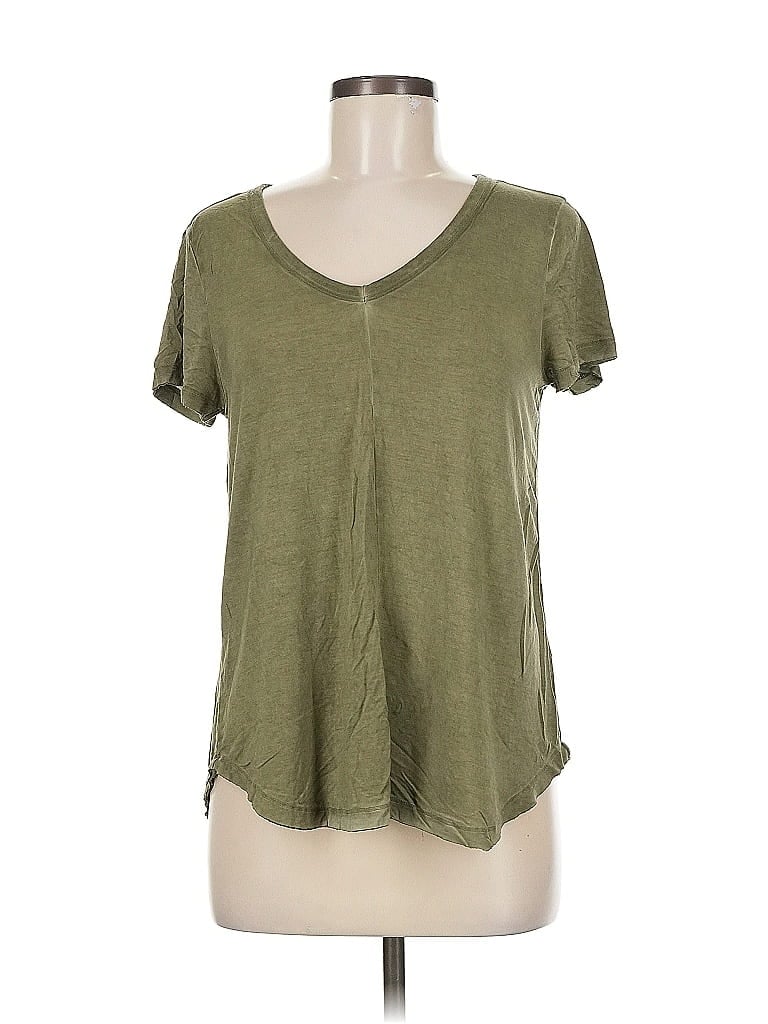 Pre-owned Cable & Gauge Short Sleeve Top Green V Neck Tops