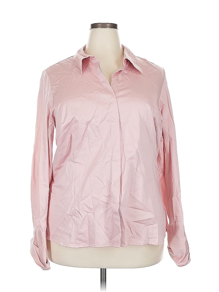 Pre-owned Lane Bryant Long Sleeve Blouse In Pink