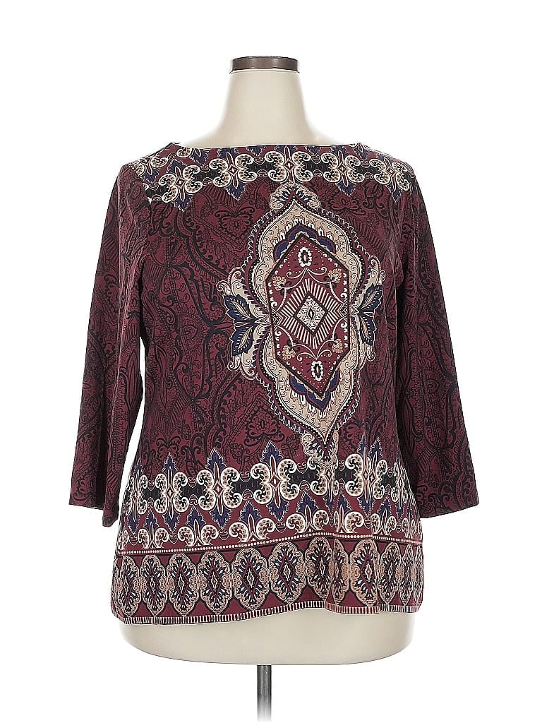 Click to view more detailed imagery on our partner's website Pre-owned Charter Club 3/4 Sleeve Blouse In Burgundy