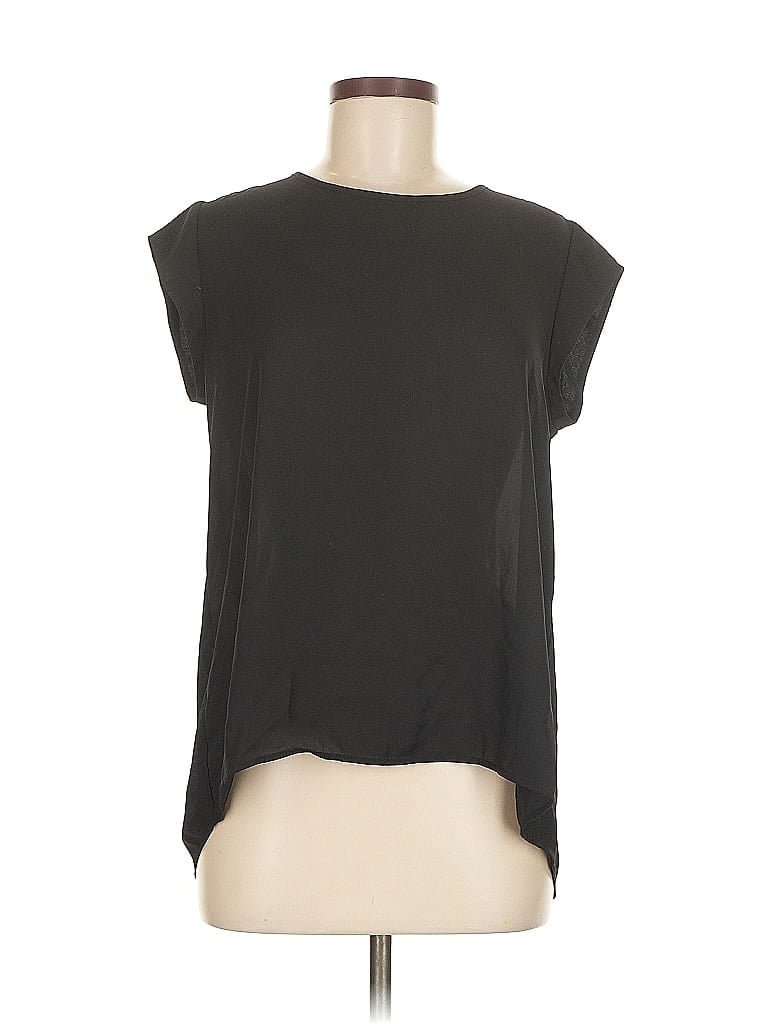 Pre-owned Pale Sky Short Sleeve Top Black Keyhole Neckline Tops