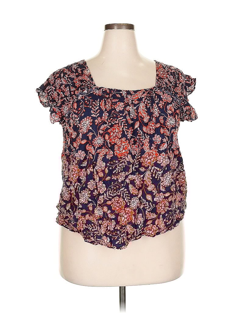 Pre-owned Old Navy Short Sleeve Blouse In Blue