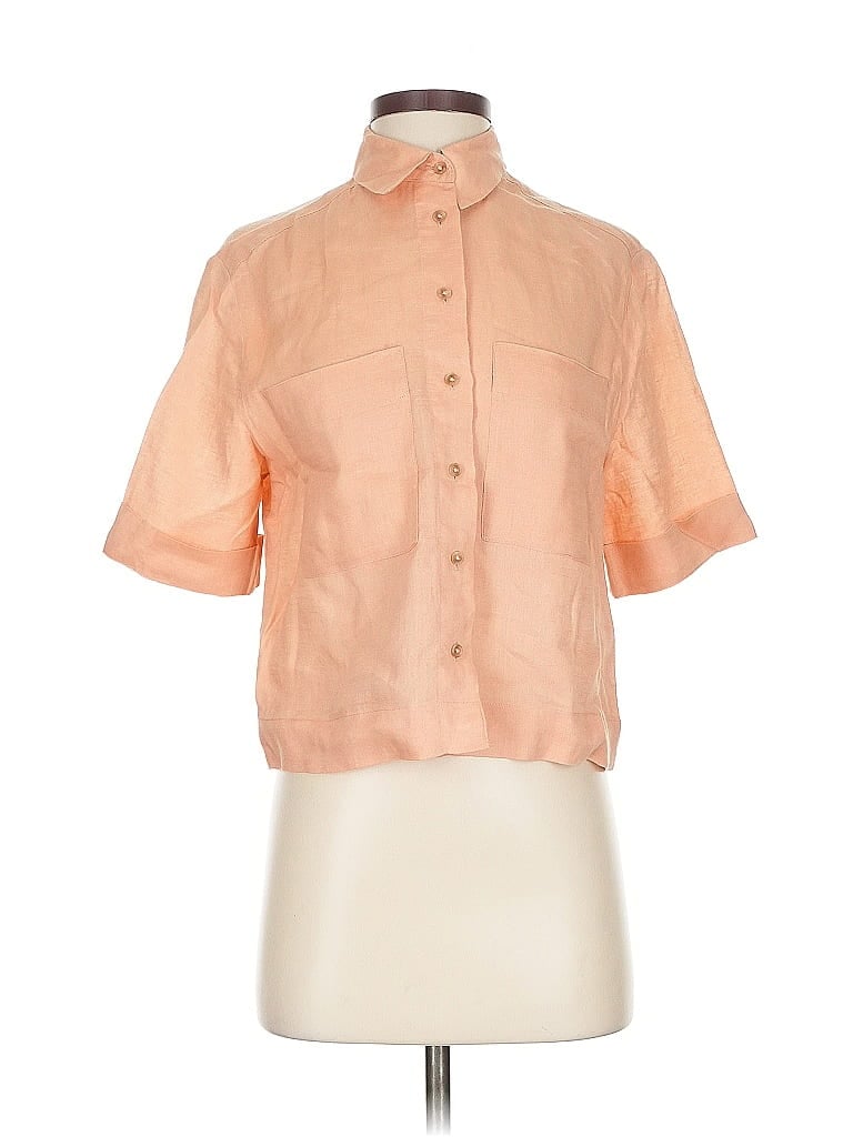 Pre-owned Mng Short Sleeve Blouse In Orange